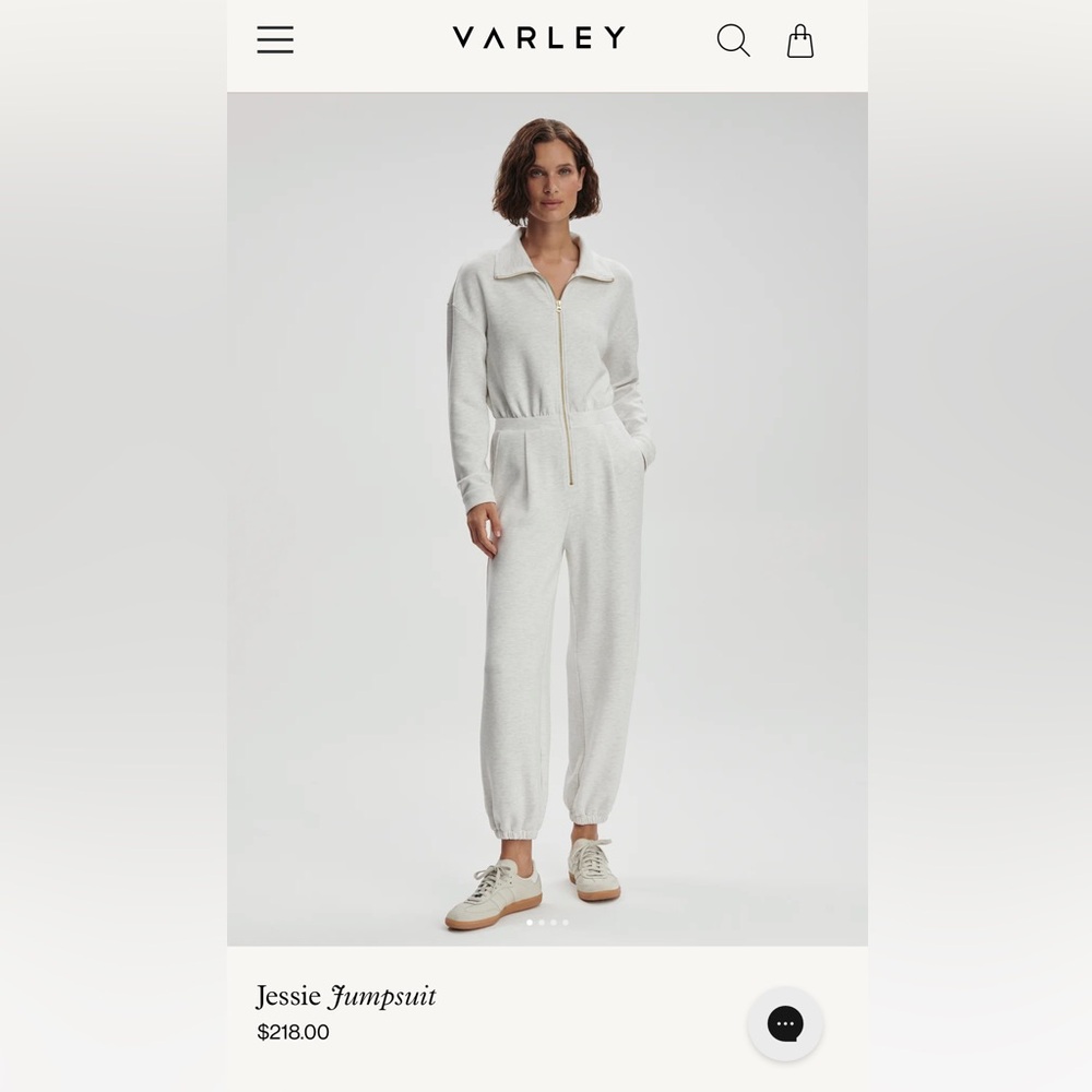 Varley Cream Zip-Up Jumpsuit